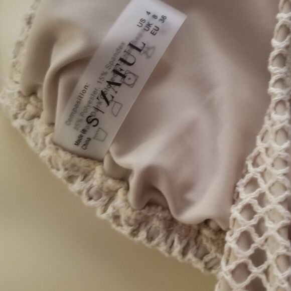 ZAFUL Women Bikini Set Two Piece Textured Beaded Tie Back Halter Cheeky Swimsuit - Picture 8 of 15